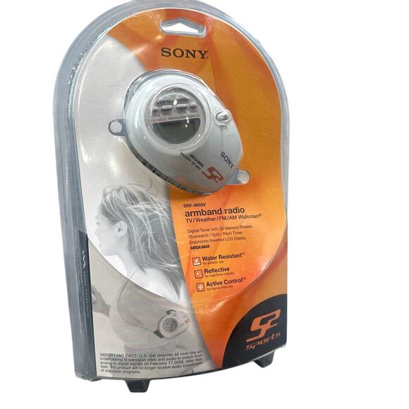 Sony SRF-M85V Sports Walkman Armband Radio White TV Weather FM AM Mega Bass New - Picture 1 of 16